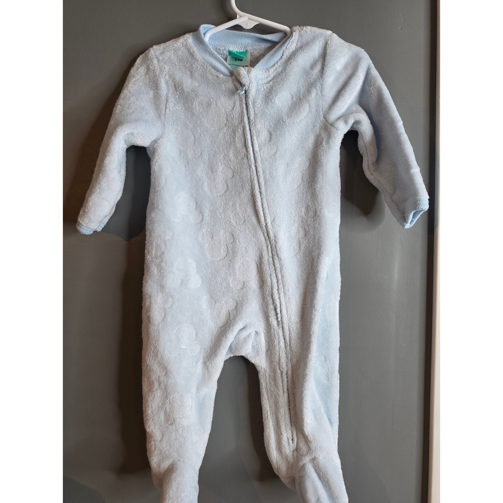 Disney Baby Mickey Mouse Blue Fleece Zip Up Footed Sleeper 6-9M